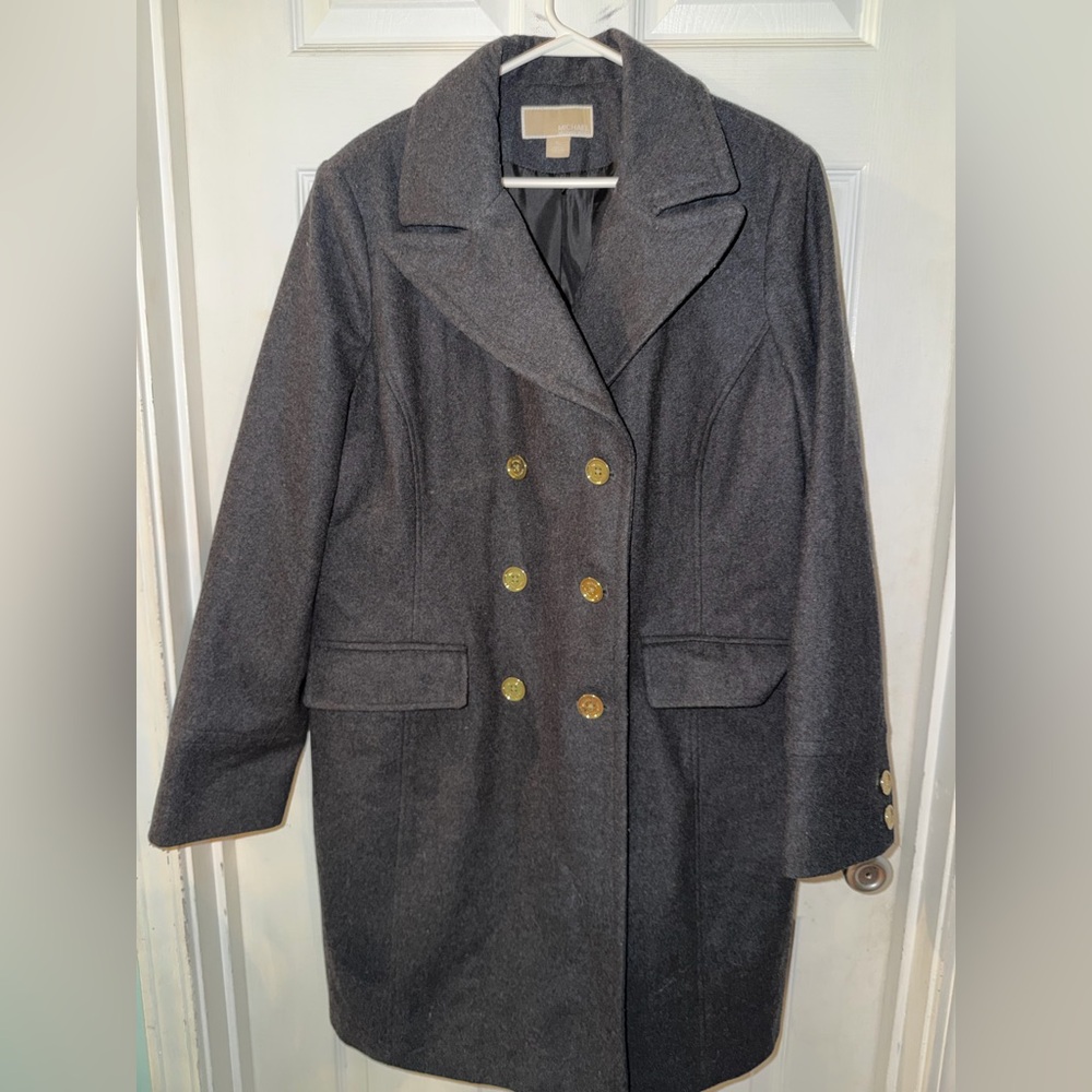 Michael Kors Charcoal Double-Breasted Pea Coat. Size XL. EUC